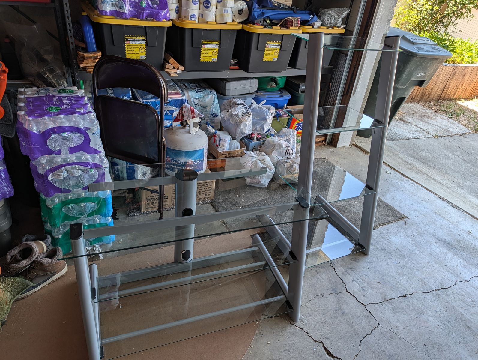 Glass Tv Stand and four shelf tier stand