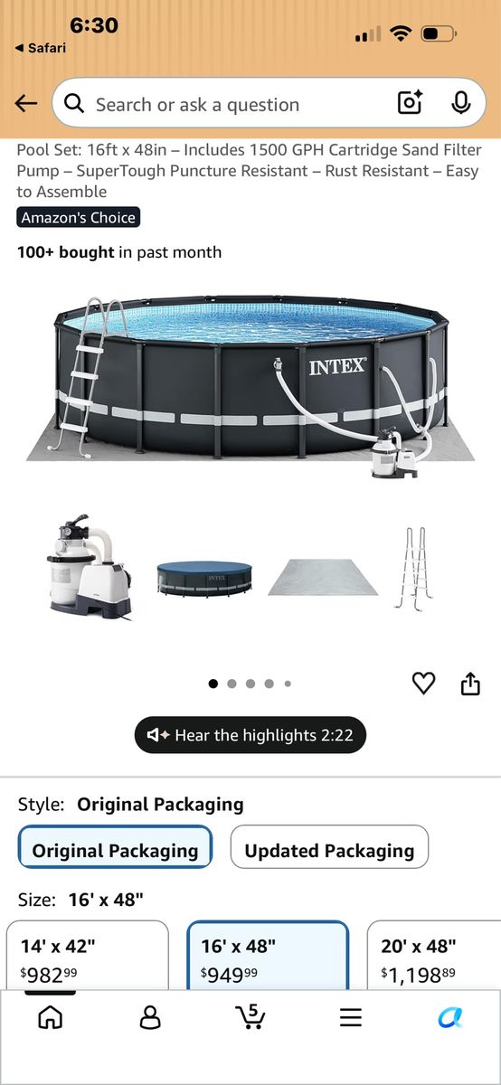 Intex 26325EH Ultra XTR Deluxe 16' x 48" Above Ground Swimming Pool Set w/ Sand Filter Pump