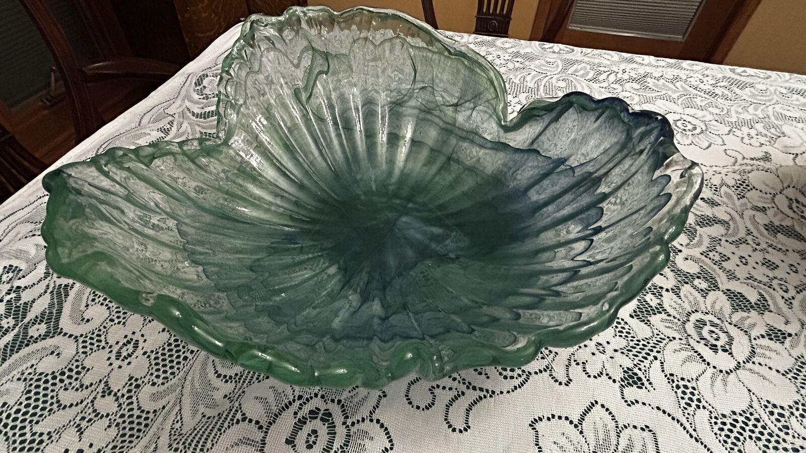 Beautiful Large Heavy Solid Glass Decorative Bowl