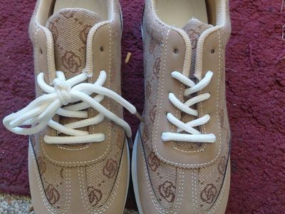 Fashion Sneakers for Women - Beige with Signature Pattern