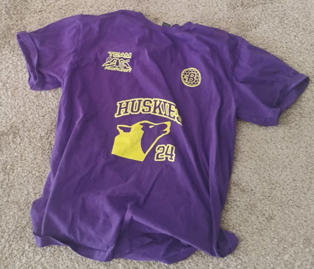 Pinehurst Team Huskies 24 Purple & Yellow Graphic T-Shirt Adult Size (Unisex)