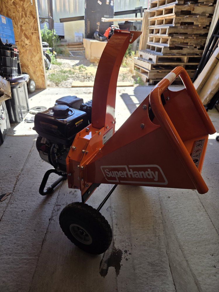 SuperHandy 209CC 7HP Wood Chipper Shredder Orange Portable with Wheels