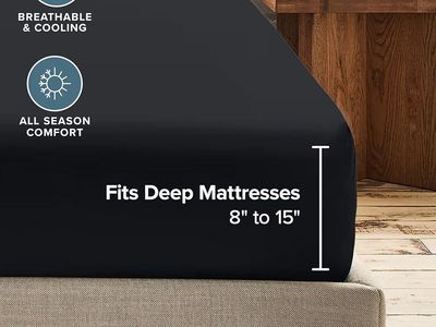 Bare Home Fitted Black Bottom Sheets Twin