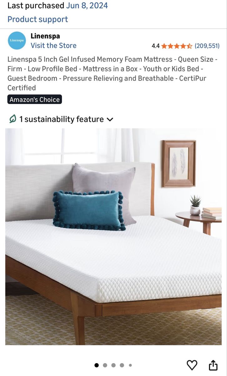Linenspa 5 Inch Gel Infused Memory Foam Mattress - Queen Size - Firm