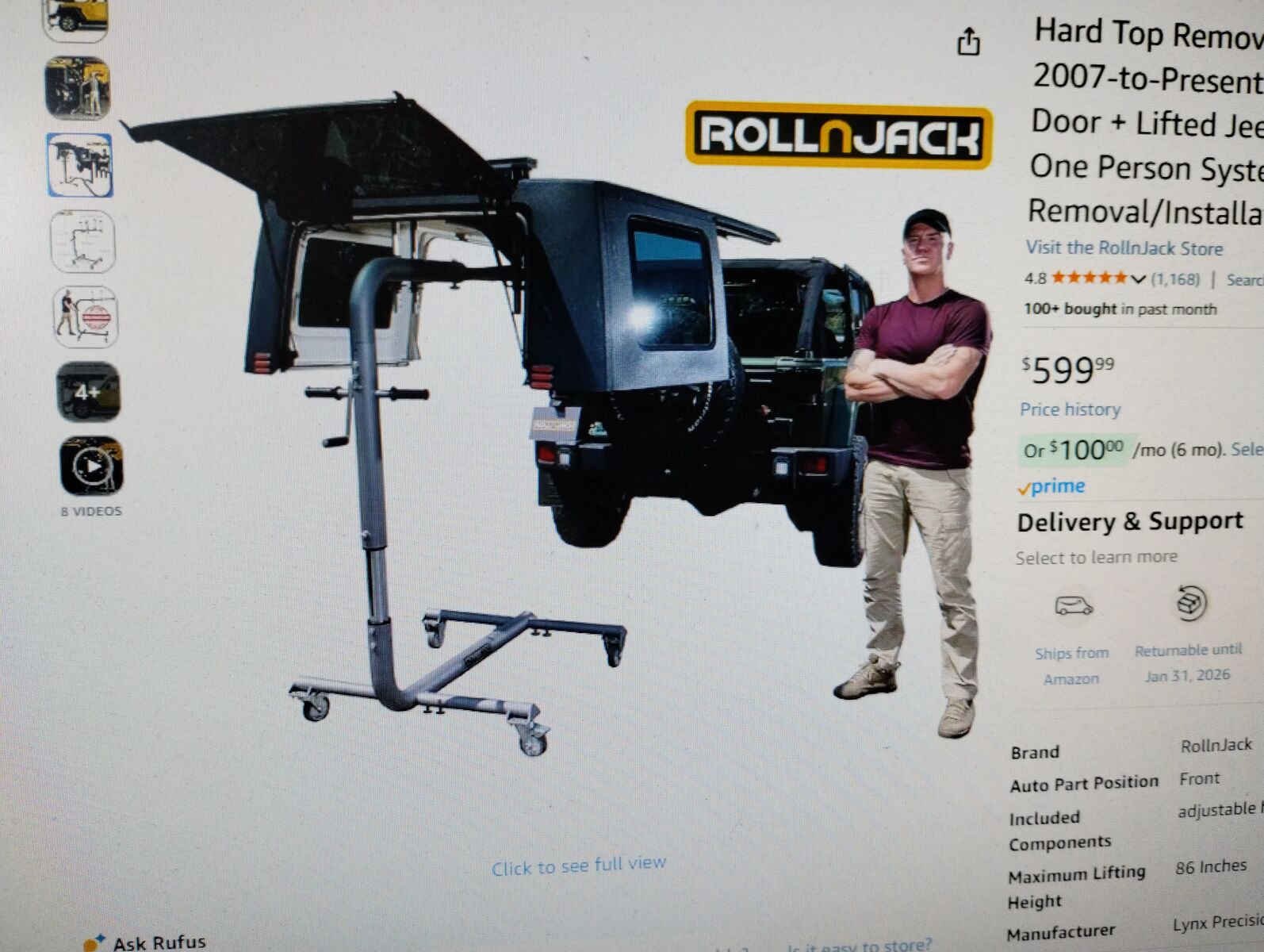 JEEP HARD TOP REMOVAL KIT  07 AND UP  599$ RETIAL  400$ GREAT DEAL 200$ OFF