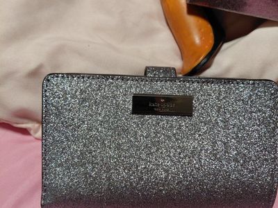 Kate Spade New York Glitter Small Bifold Wallet - Light Blue/Silver