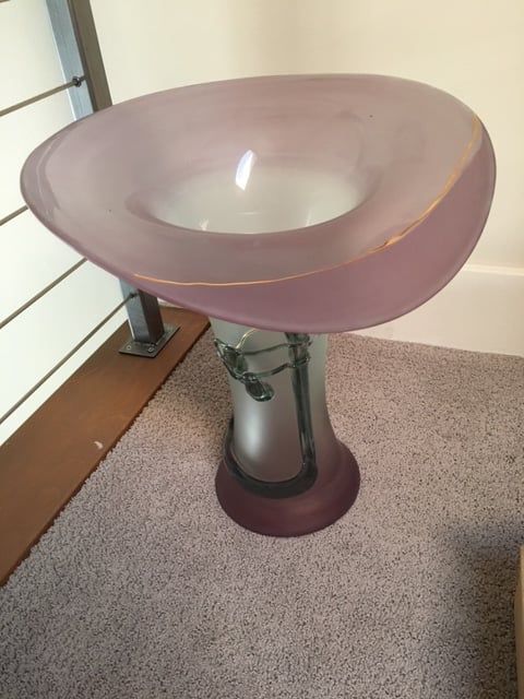 Large Purple Art Glass Vase – 16" Tall – Sculptural Statement Piece