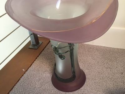 Large Purple Art Glass Vase – 16" Tall – Sculptural Statement Piece