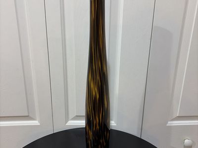 Tall Brown & Orange Swirl Glass Vase - Decorative Home Accent