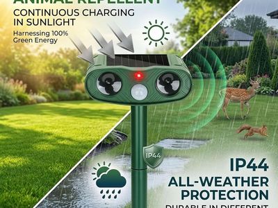 NEW 2026 Ultrasonic Animal Repellent Outdoor Cat Deer Repellent Devices, Solar Animal Repeller Motion Detection