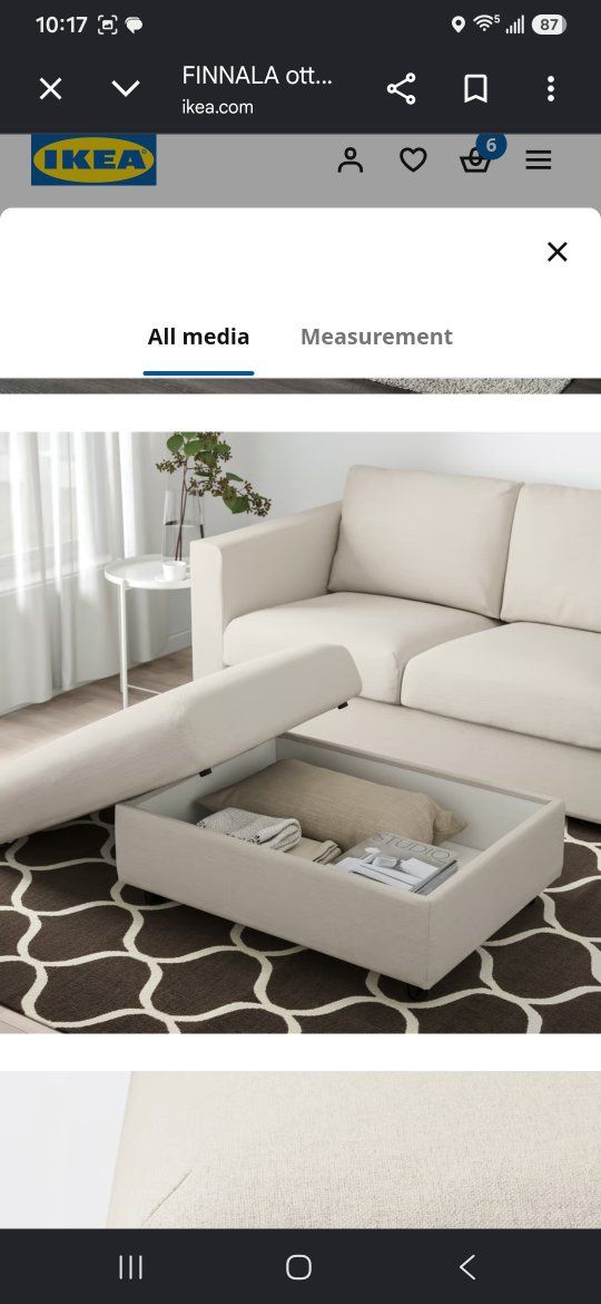 IKEA FINNALA Beige Ottoman with Storage