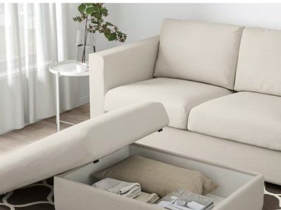 IKEA FINNALA Beige Ottoman with Storage