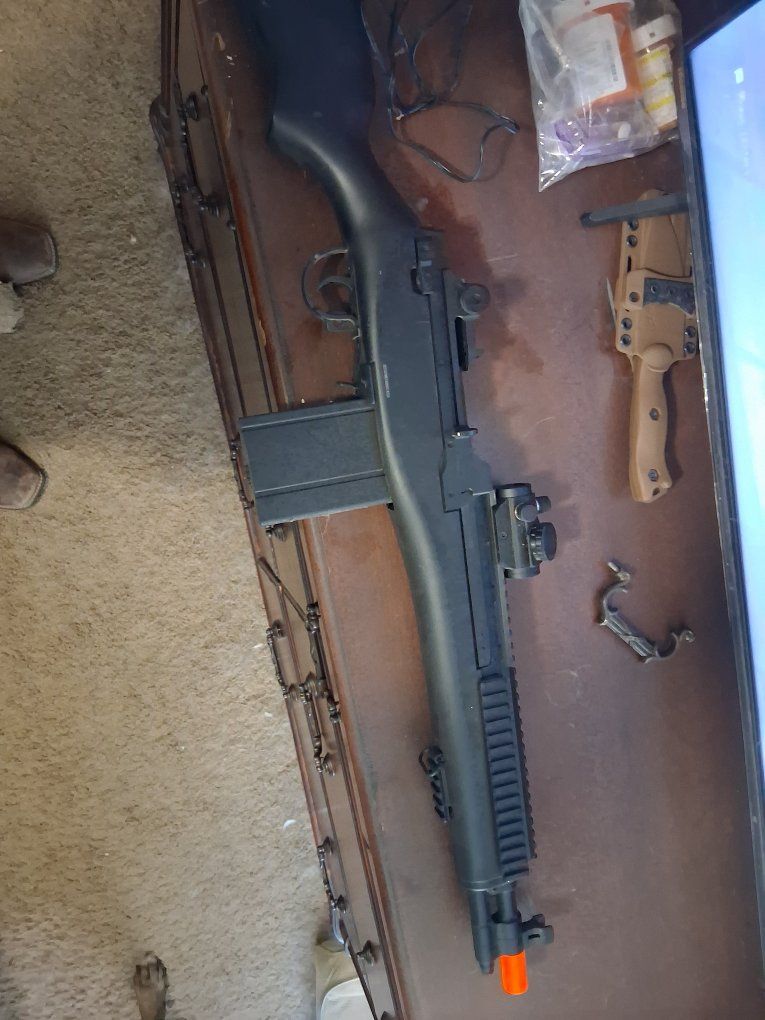 M1A Airsoft Rifle with Red Dot Sight and Ammo - Full Size, Realistic Replica