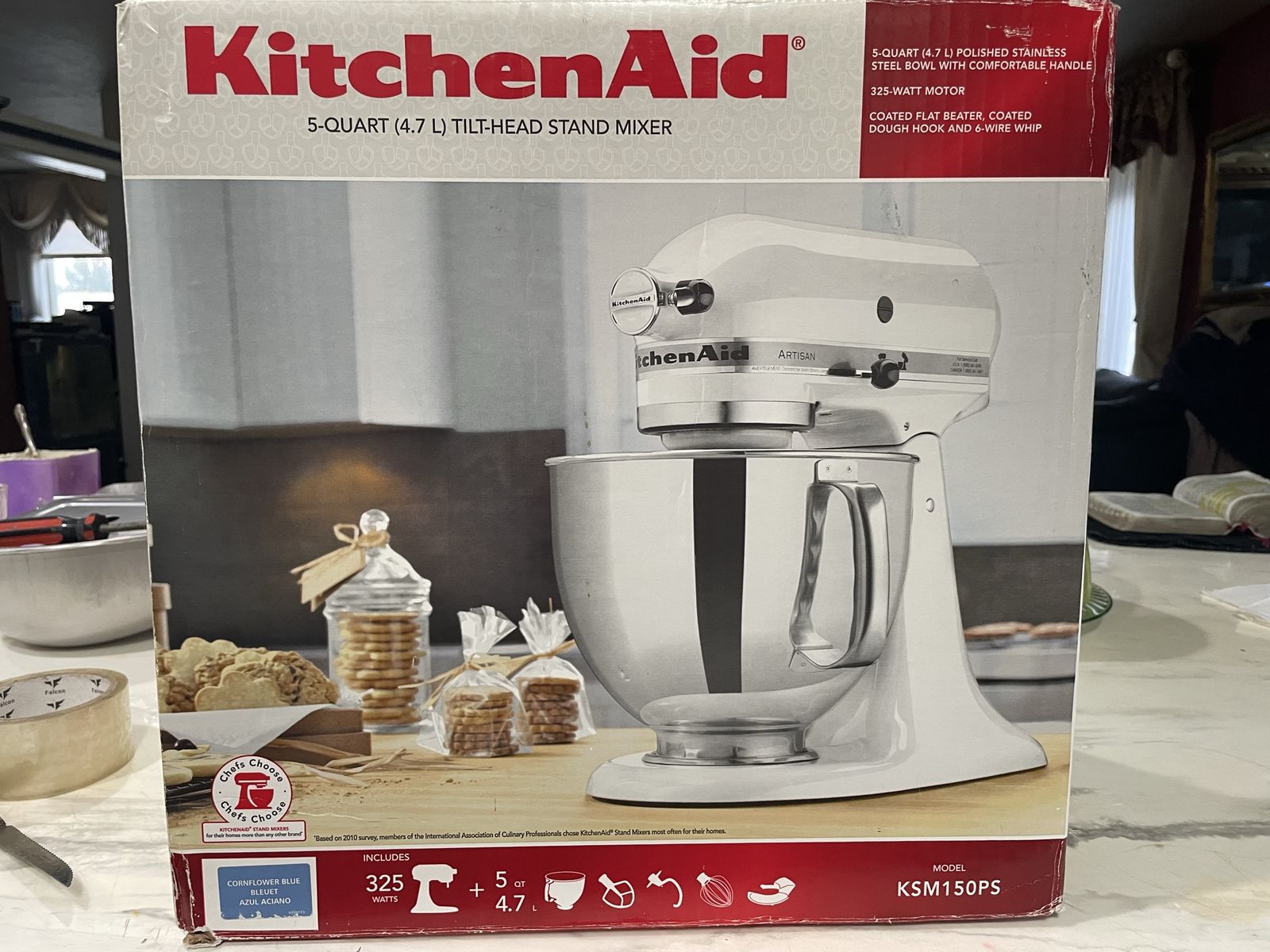 KitchenAid Artisan 5-Quart Tilt-Head Stand Mixer Cornflower Blue KSM150PS