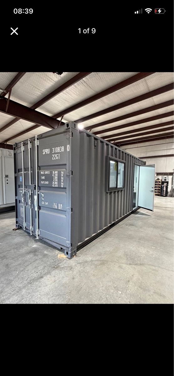 Custom Built 20ft Shipping Container Office - Mini-Split AC/Heat, Window, Entry Door