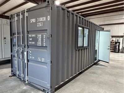 Custom Built 20ft Shipping Container Office - Mini-Split AC/Heat, Window, Entry Door