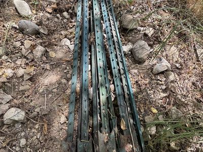 Used Green Metal T-Posts for Fencing - Lot of 7, 7 ft. long (11 total)