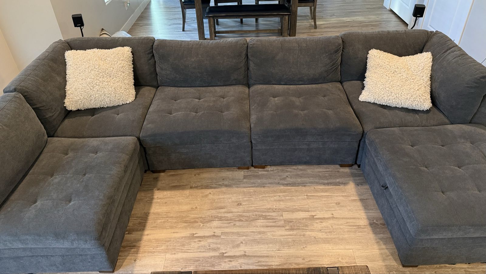 Sectional couch with storage ottoman
