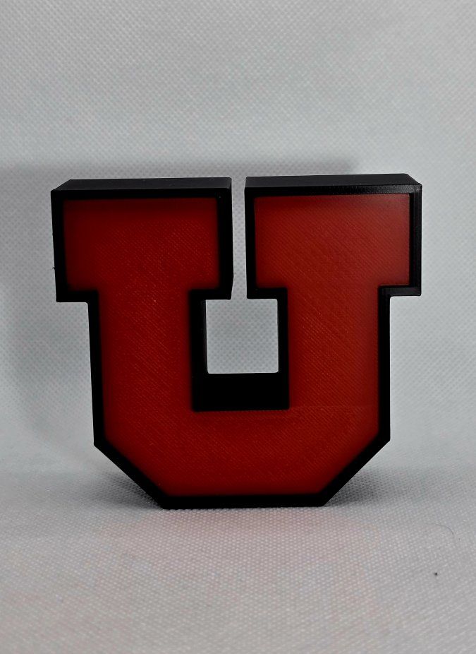 University of Utah Utes 3D Printed Block U Logo Decor Desk Sign Red and Black