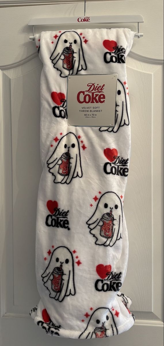 Diet Coke Velvet Soft Throw Blanket 60x70 Ghost Design New