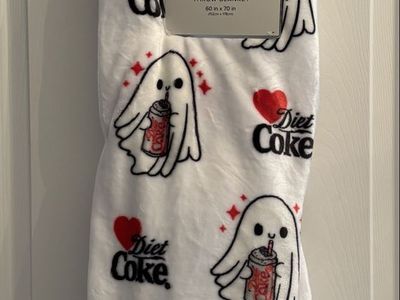Diet Coke Velvet Soft Throw Blanket 60x70 Ghost Design New