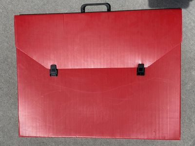 Free Red Plastic Art Portfolio/Case with Handle - Document Carrier