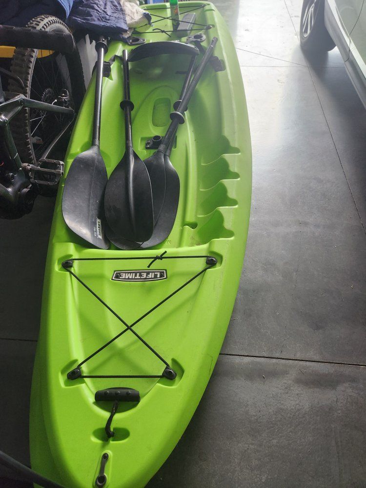Lifetime Lime Green Kayak with Paddles - Used Watercraft
