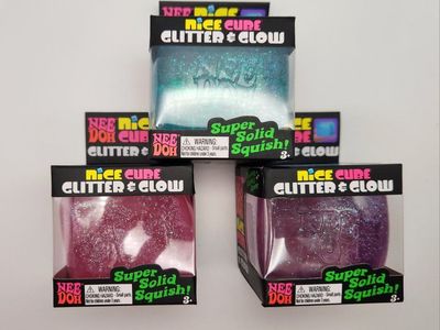 Needoh Glitter & Glow Nice-Cubes - Pink, Purple, & Blue - Bundle of 3!