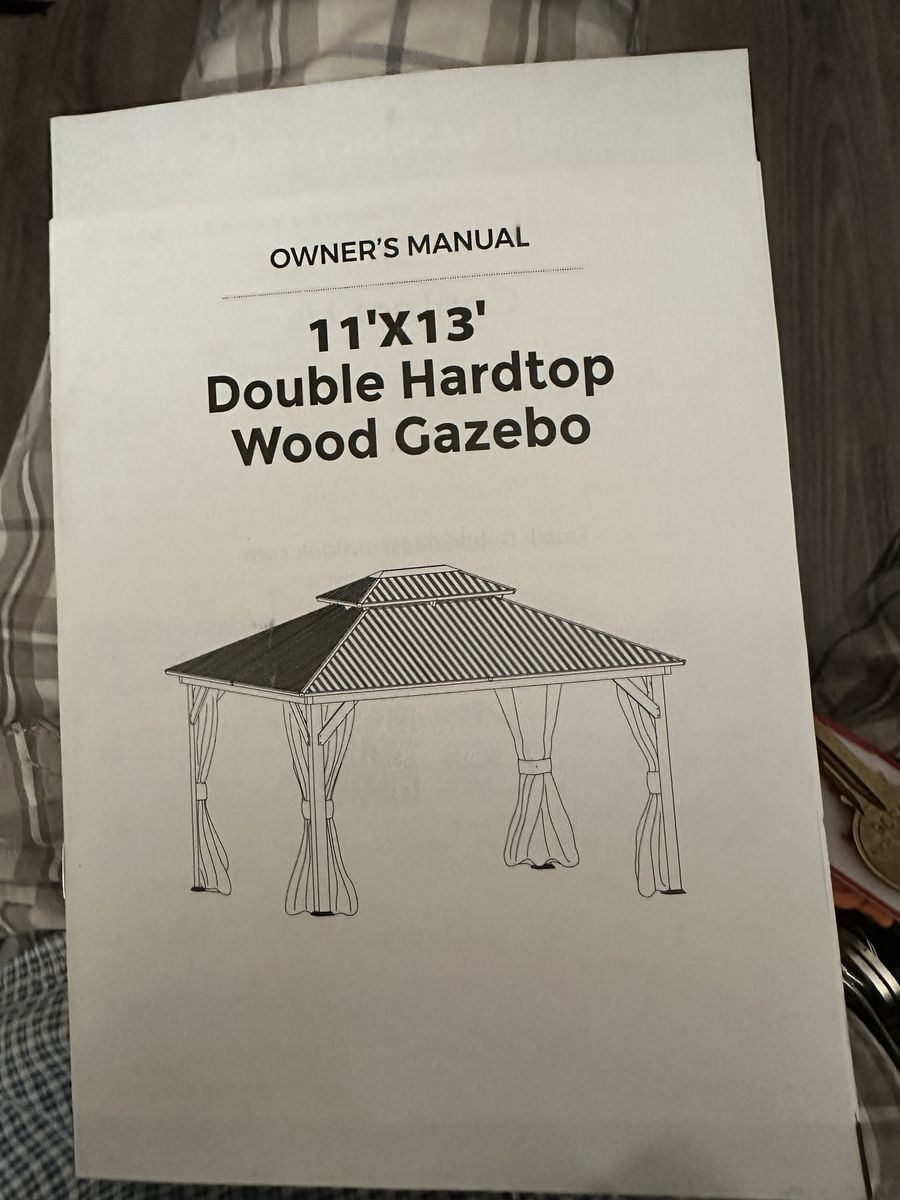 Double Hardtop Wood Gazebo 11'x13' Hassyee 11'x13' Double Hardtop Outdoor Wood Gazebo Pavilion