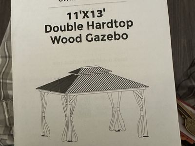 Double Hardtop Wood Gazebo 11'x13' Hassyee 11'x13' Double Hardtop Outdoor Wood Gazebo Pavilion