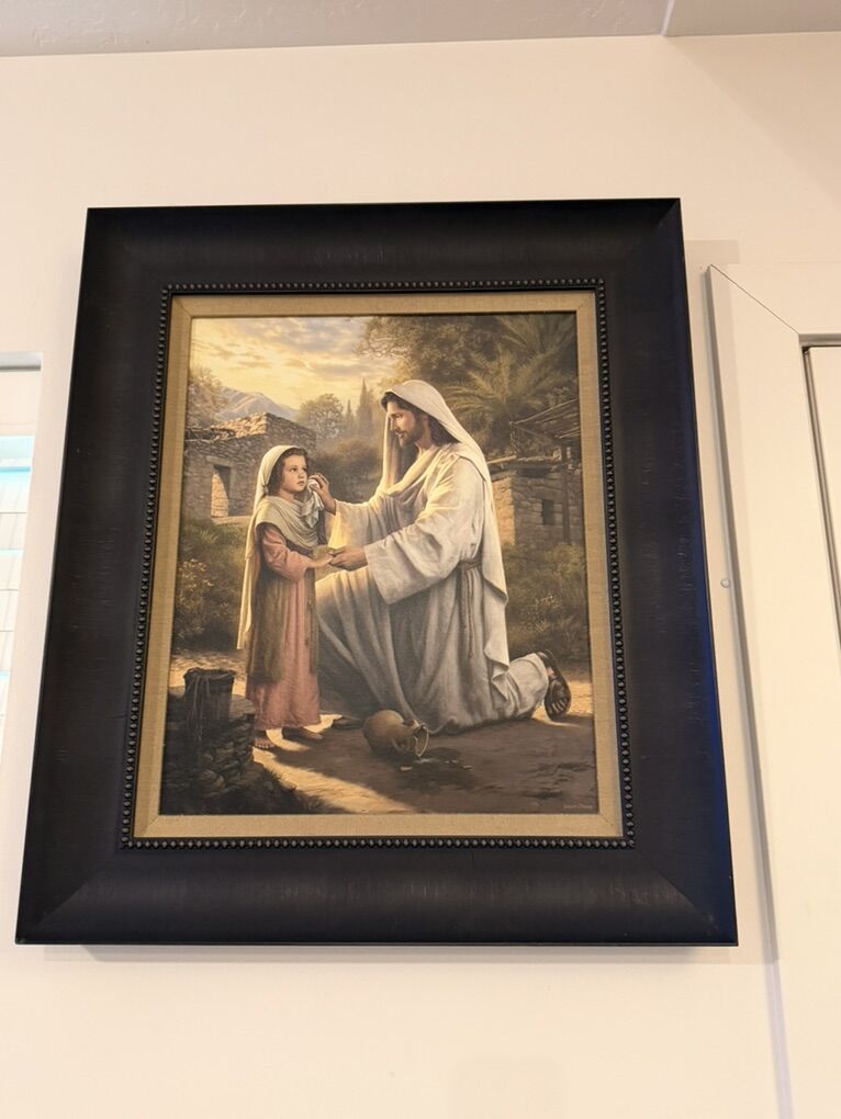 I Will Dry Your Tears 16x20 framed Painting Jesus