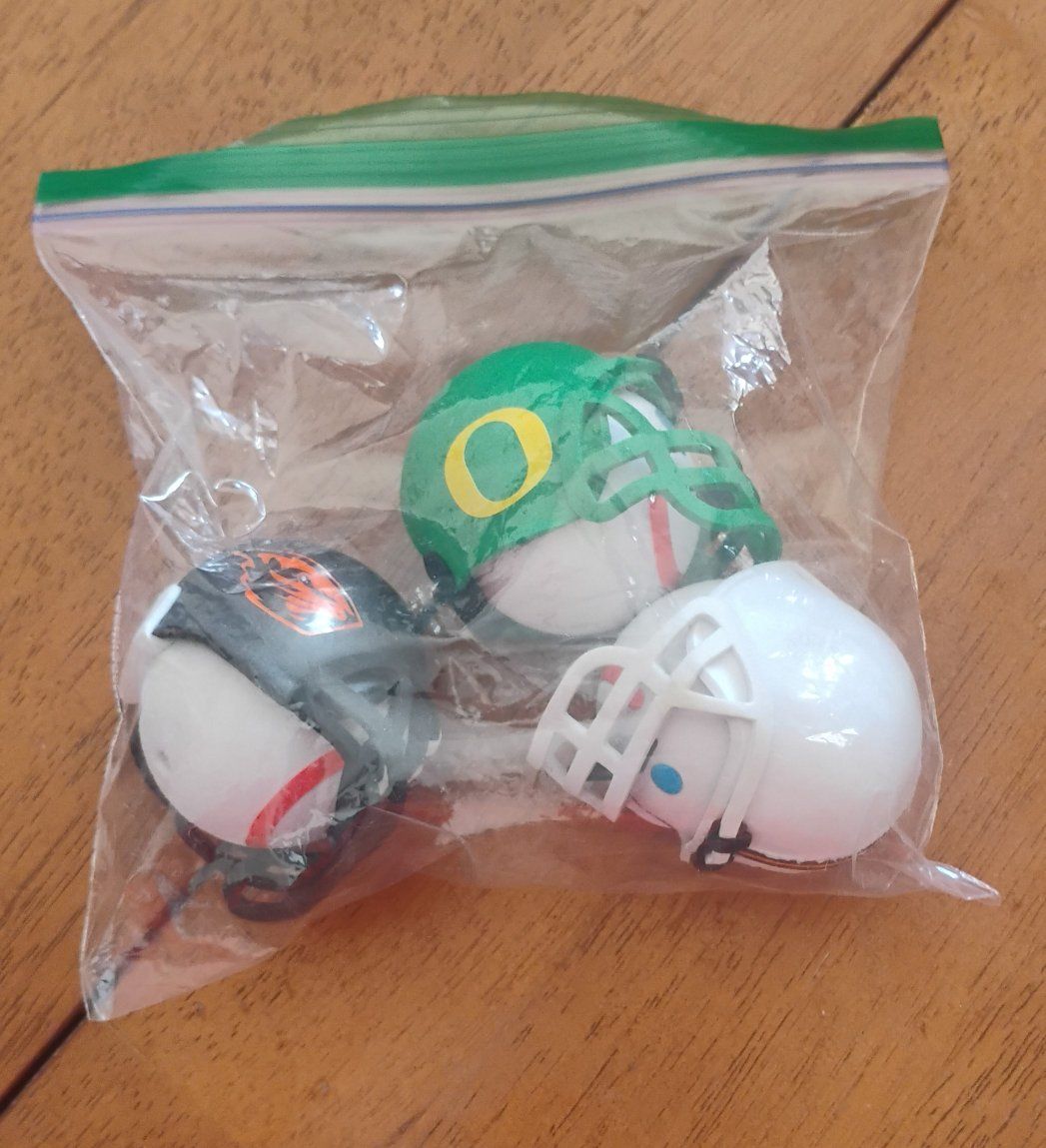 Set of 3 Mini Football Helmets - Green, Black, White Collectibles