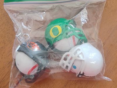 Set of 3 Mini Football Helmets - Green, Black, White Collectibles