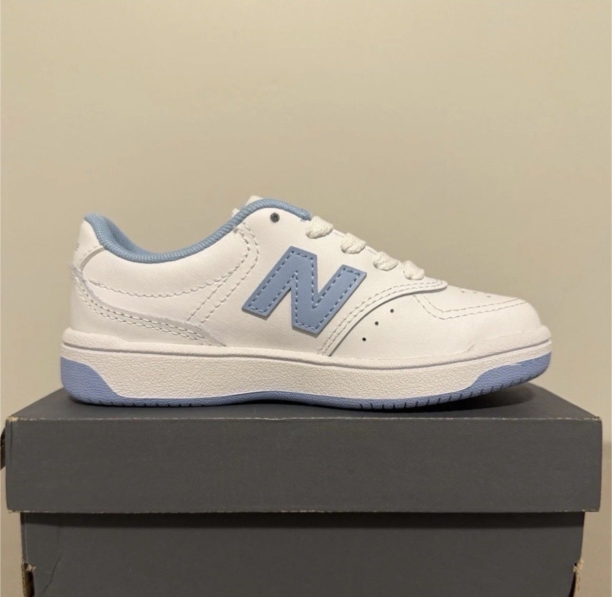 New Balance PSB80 Unisex Kids Sneakers White/Blue Leather Lace US 11.5 EU 29