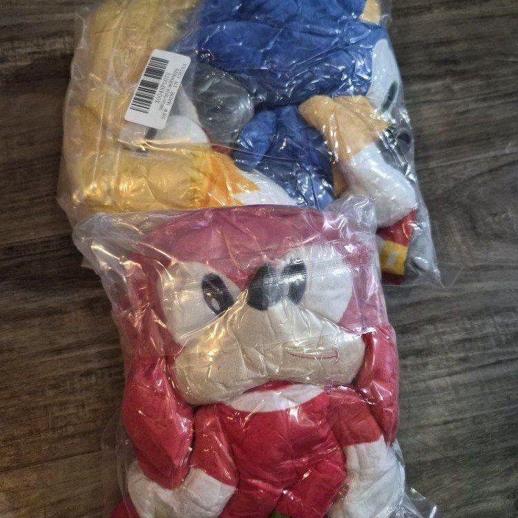 New 9in Sonic the Hedgehog Plush Toy Set - Sonic, Tails, and Knuckles Stuffed Figures