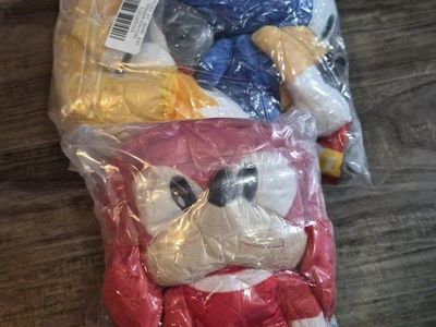 New 9in Sonic the Hedgehog Plush Toy Set - Sonic, Tails, and Knuckles Stuffed Figures