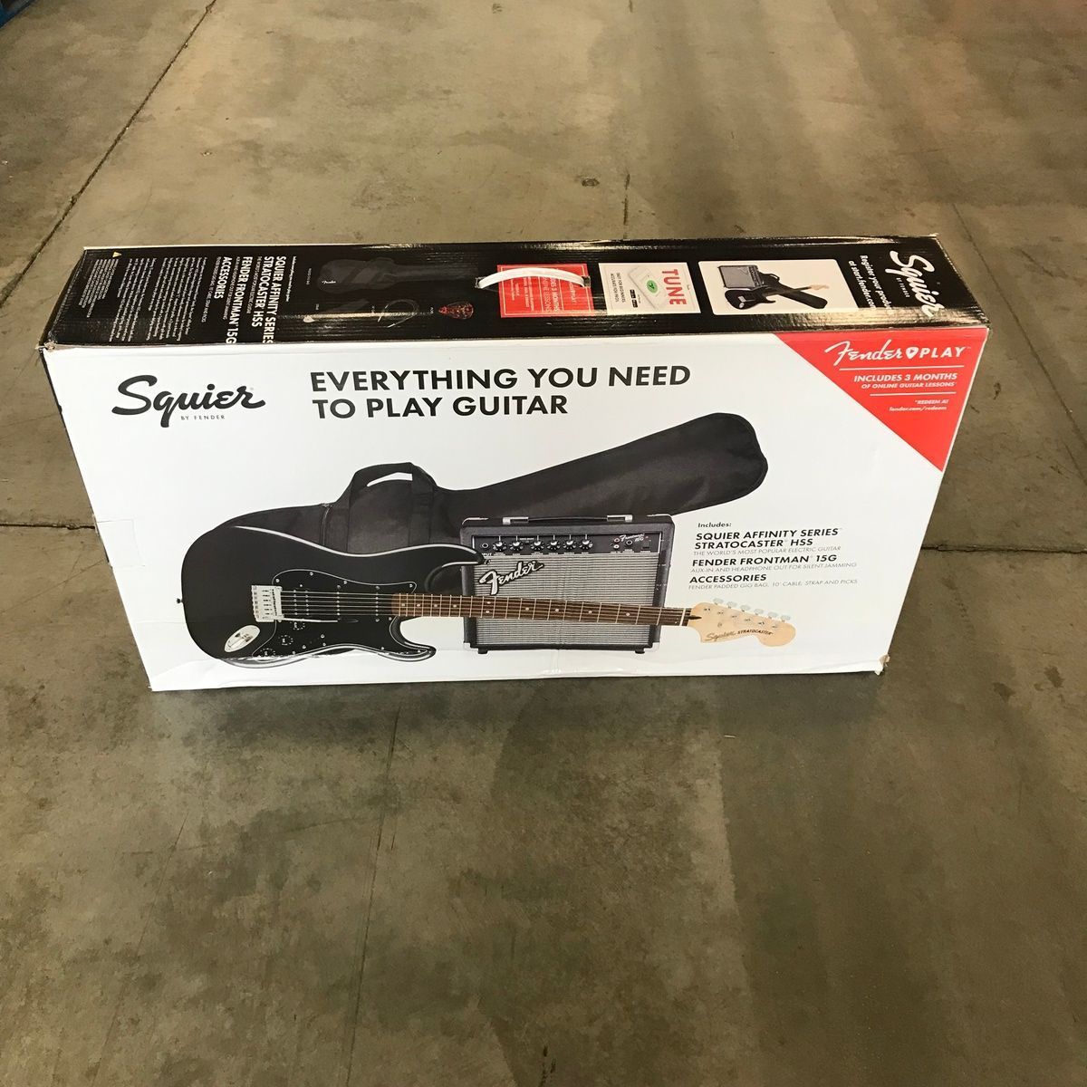 SQUIER BY FENDER AFFINITY SERIES STRATOCASTER HSS STARTER PACK IN CHARCOAL FROST METALLIC