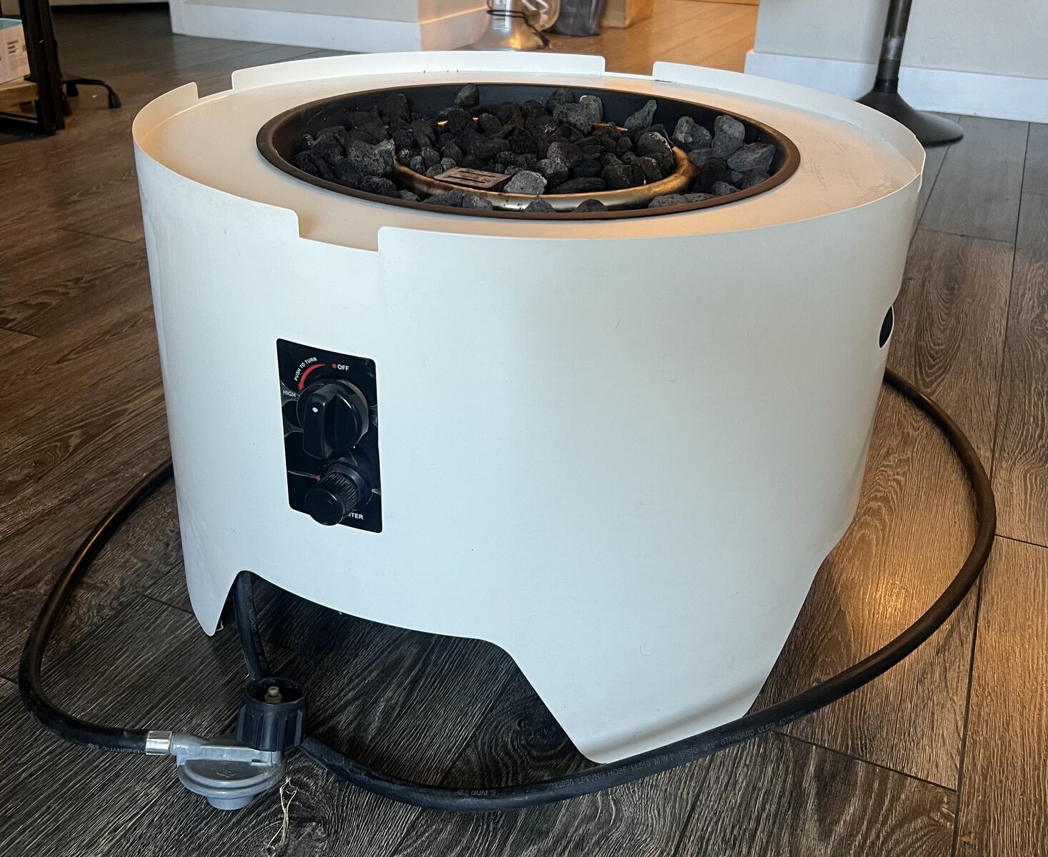 Cosmopolitan White Propane Outdoor Firepit.