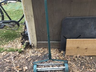 Manual Spike Aerator - Green, Handheld Lawn & Garden Tool