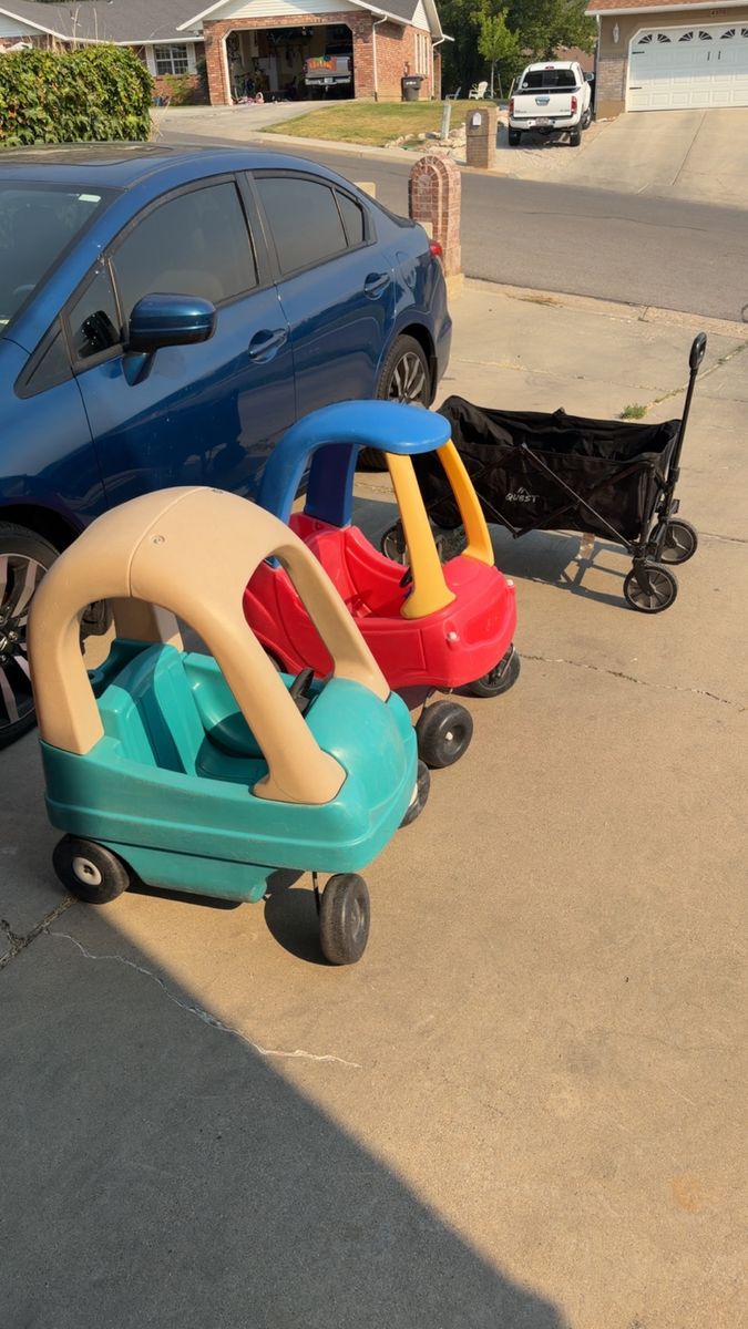 Little Tikes cozy coupes or fold up wagon