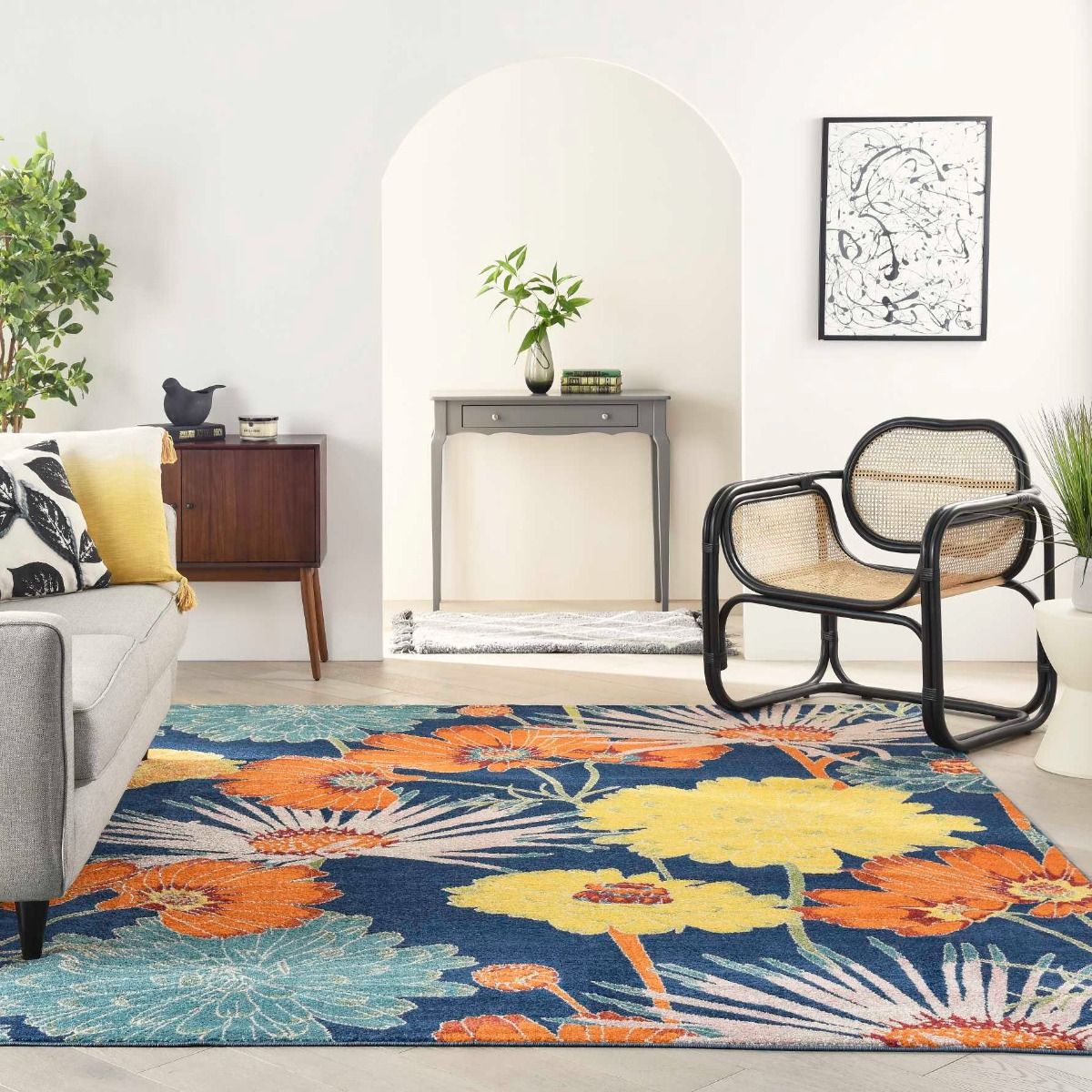 Nourison Allur ALR06 9'x12' rugs, Navy and Ivory (2 rugs)