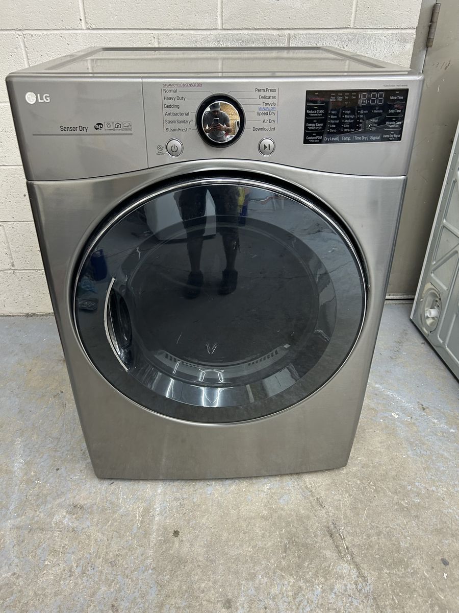 LG stainless electric dryer with steam option