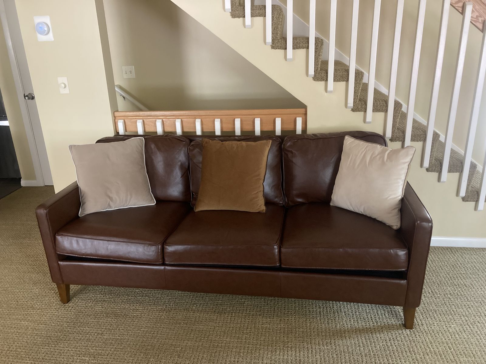 77” Sofa Couch Faux Leather Dark Brown