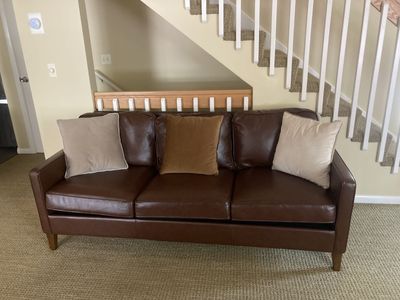 77” Sofa Couch Faux Leather Dark Brown