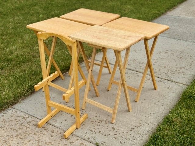 Solid Wood 5-Piece TV Tray Set