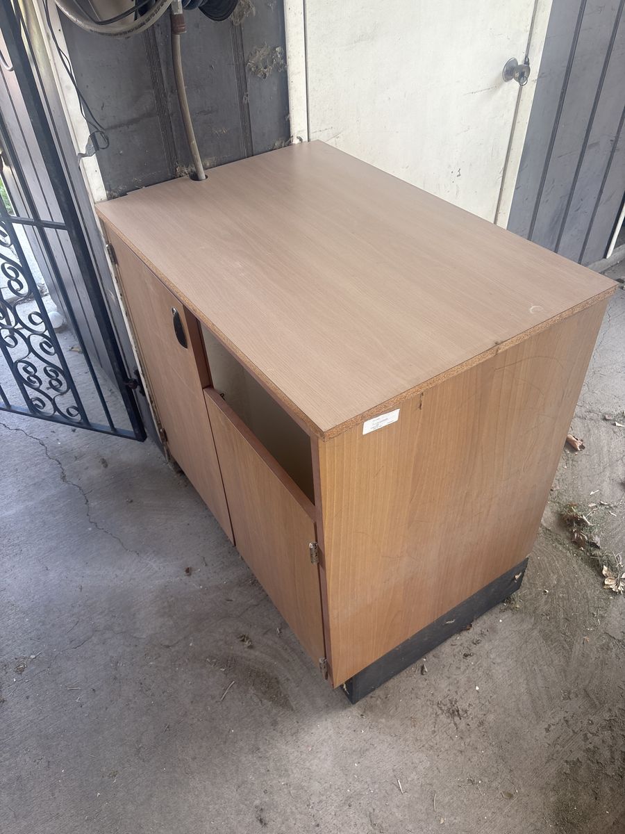 Wooden Storage Cabinet with Two Doors and Open Shelf - Versatile Home/Office Furniture