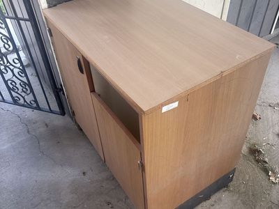 Wooden Storage Cabinet with Two Doors and Open Shelf - Versatile Home/Office Furniture