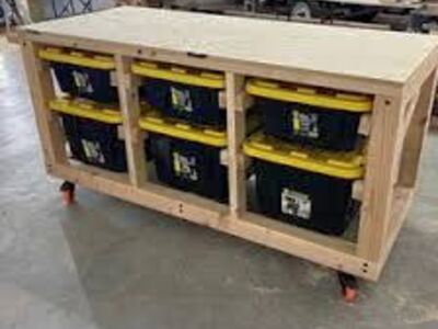 ALREADY BUILT Heavy Duty Storage Work Bench (mobile) ALREADY BUILT