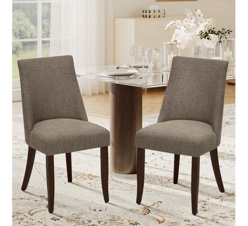 COLAMY Set of 2 Brown Upholstered Dining Chairs