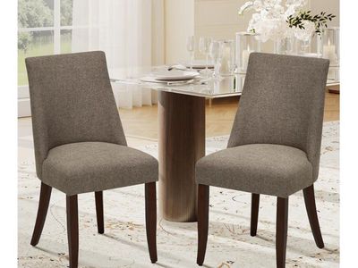 COLAMY Set of 2 Brown Upholstered Dining Chairs